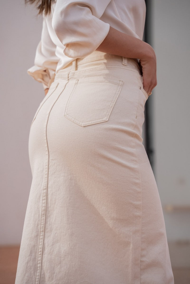 Shanael Button Skirt - Beige
