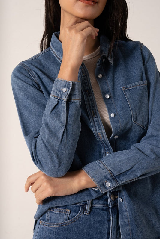 Aoife Denim Shirt - Dark Blue