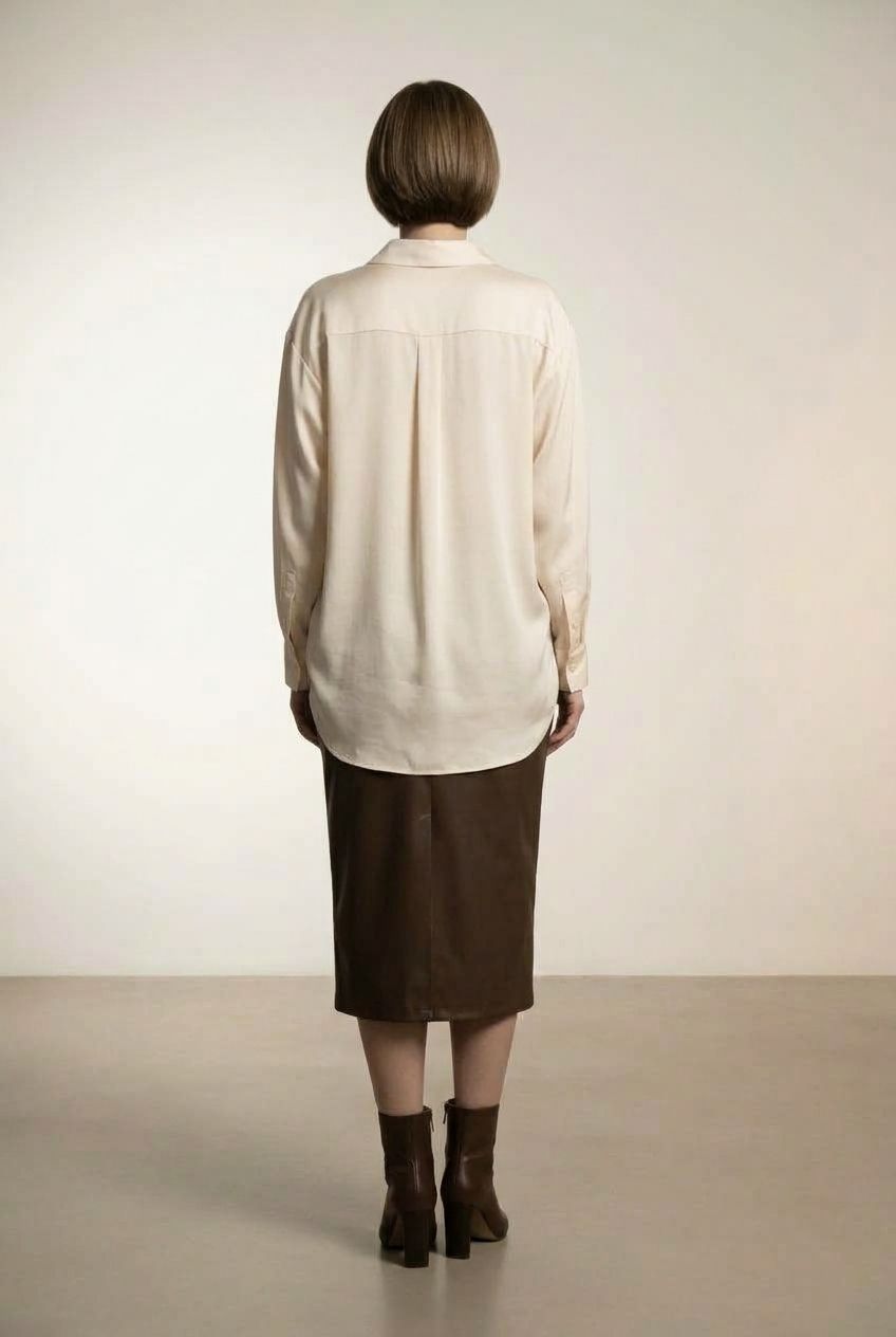 Amelie Maxi Faux Leather Skirt with Button Details - Choco Brown