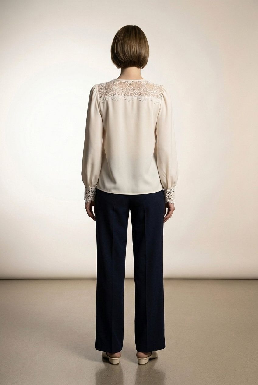 Leona Blouse with Embroidered Details - Beige