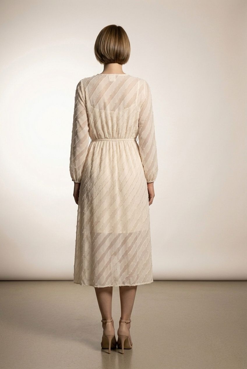 Helen Pattern Midi Dress - Beige