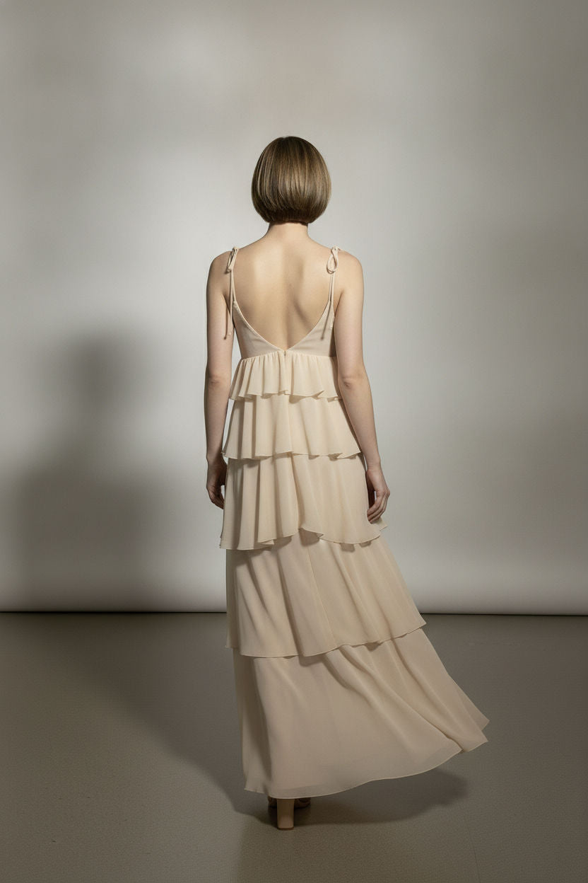 Rita Multi Layered Ruffle Dress - Taupe