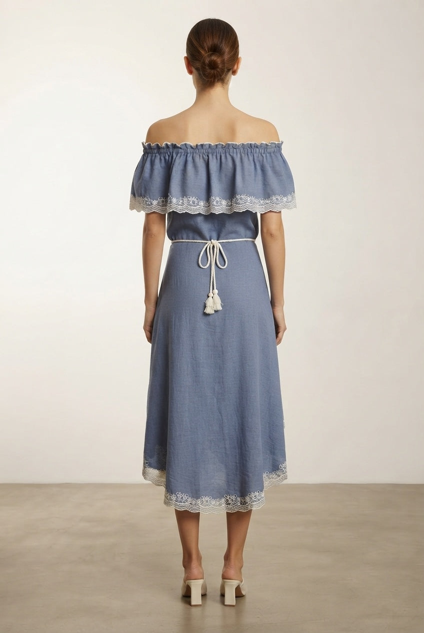 Fernanda Ruffle Denim Dress