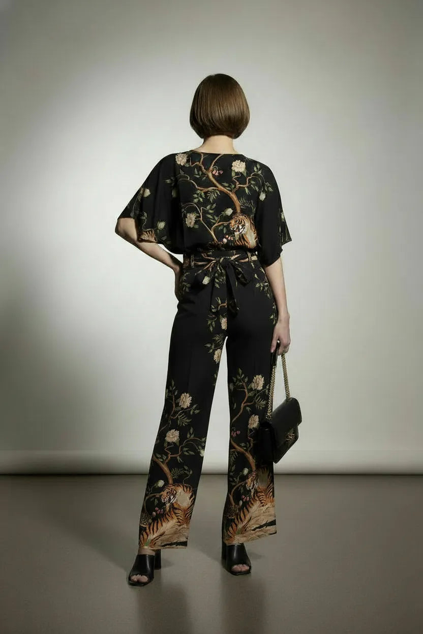 Emma Animal Print Trousers - Black