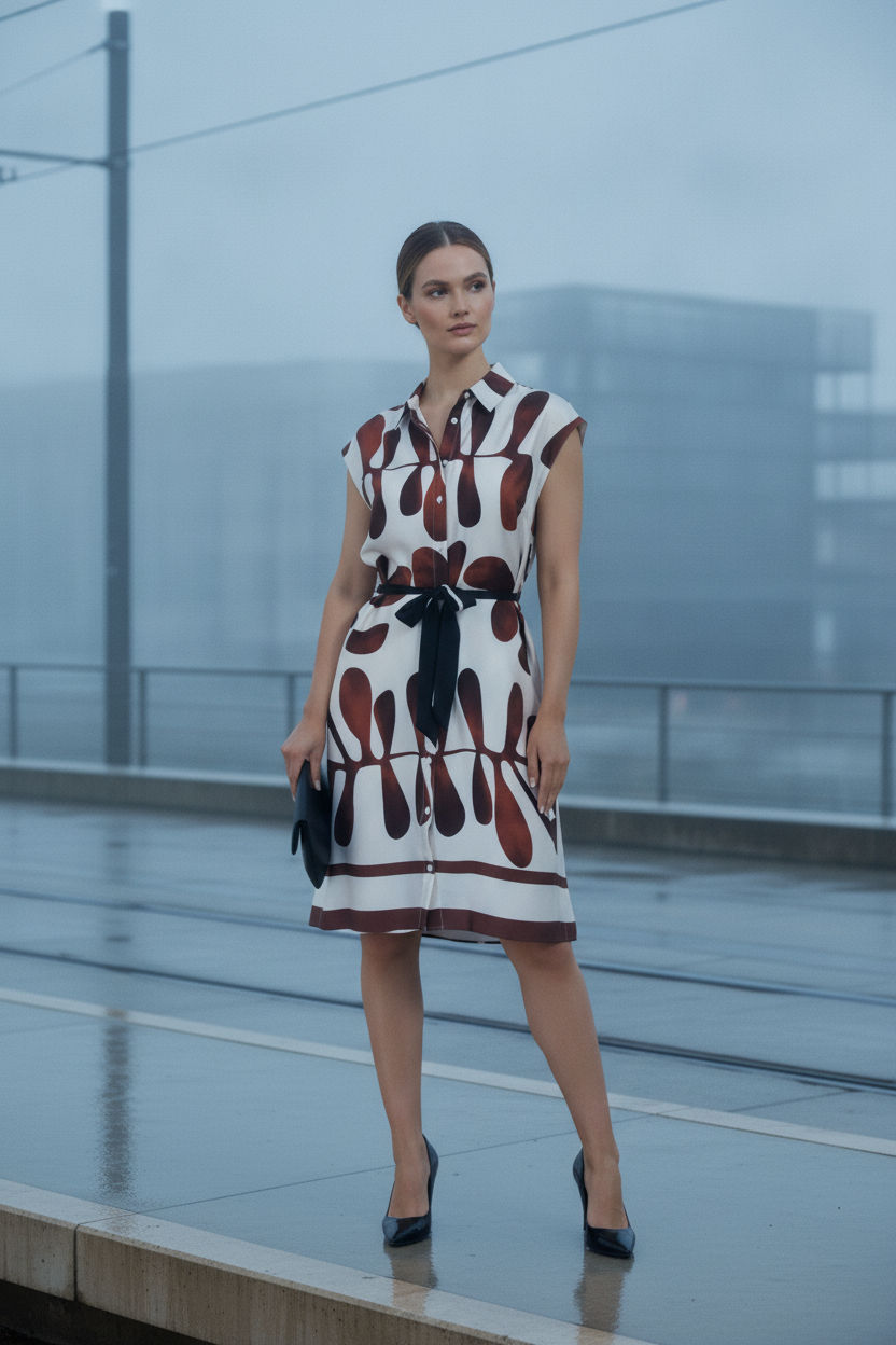Bella Printed Shirt Dress with Belt