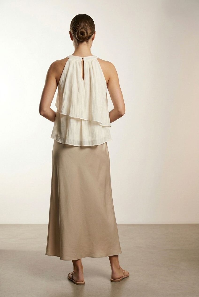 Helen Halter Neck Top - Beige