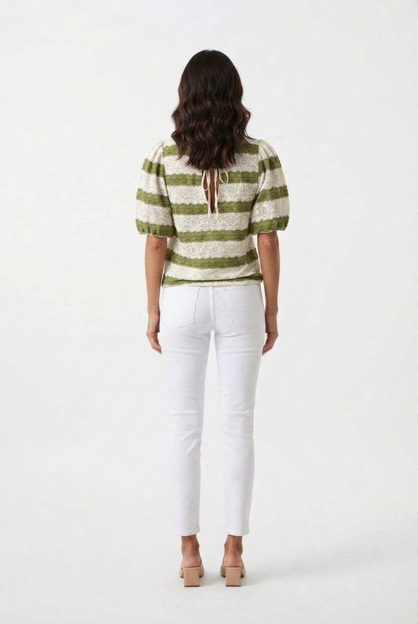 Lola Striped Crop Top - Green