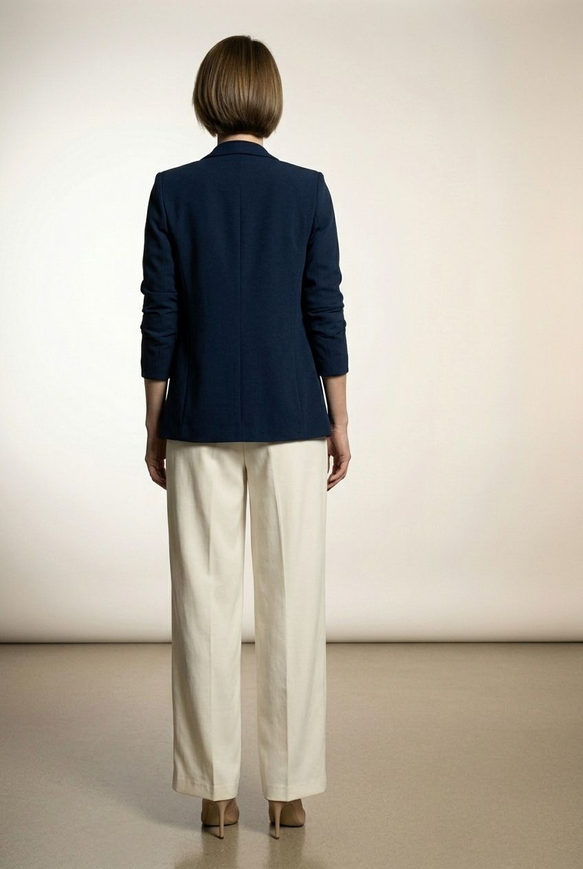 Jane Ruched Sleeve Blazer - Navy