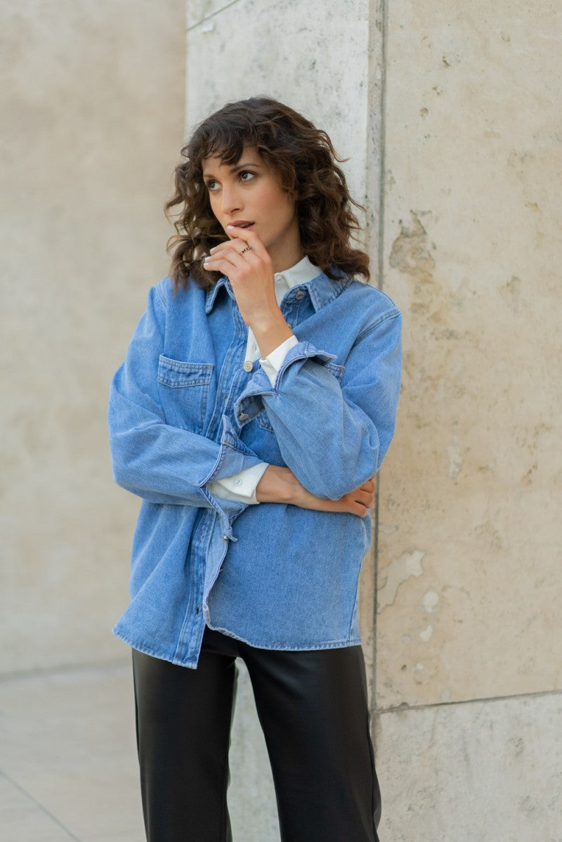 Cheri Denim Shirt - Light Blue