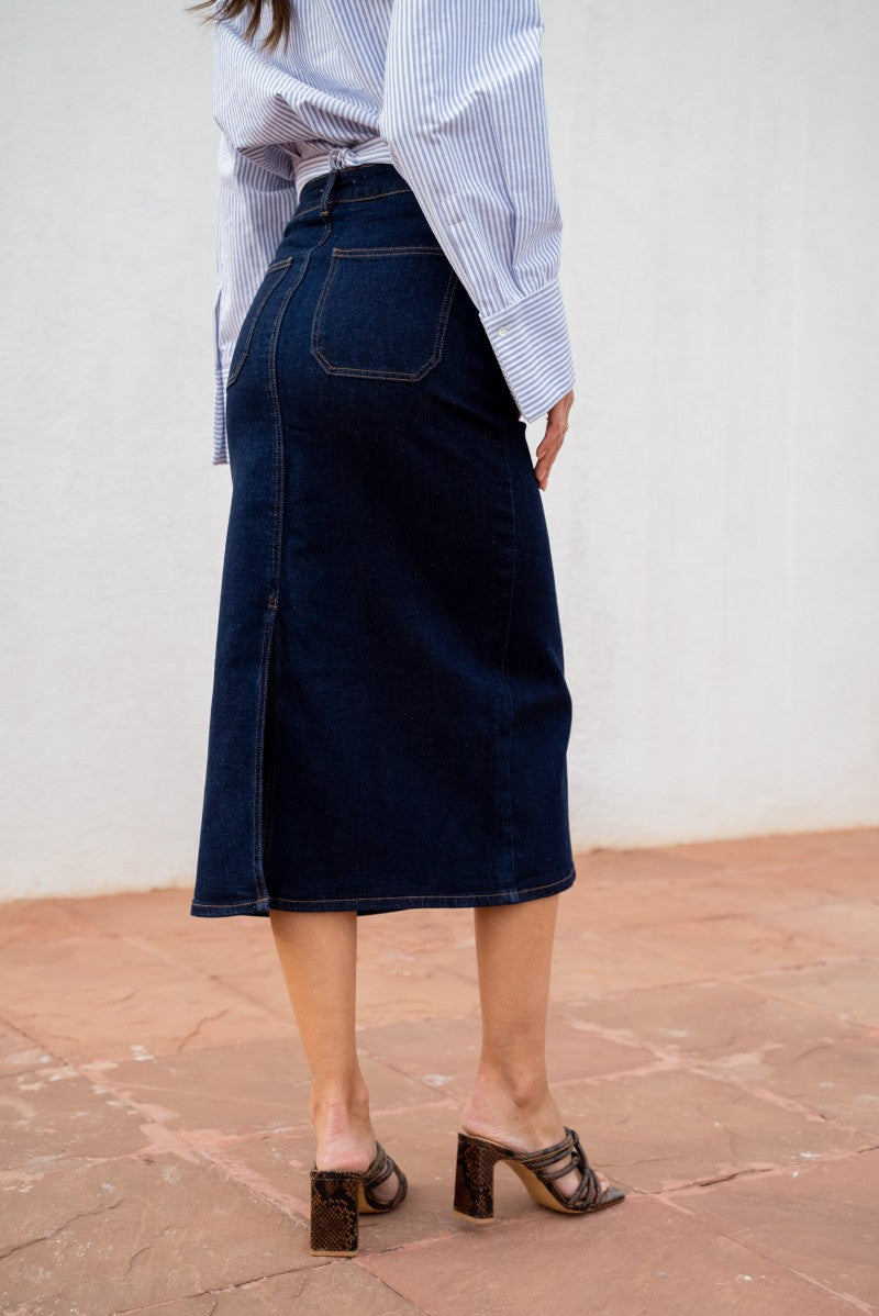 Jeanne Mis Denim Skirt - Dark Blue