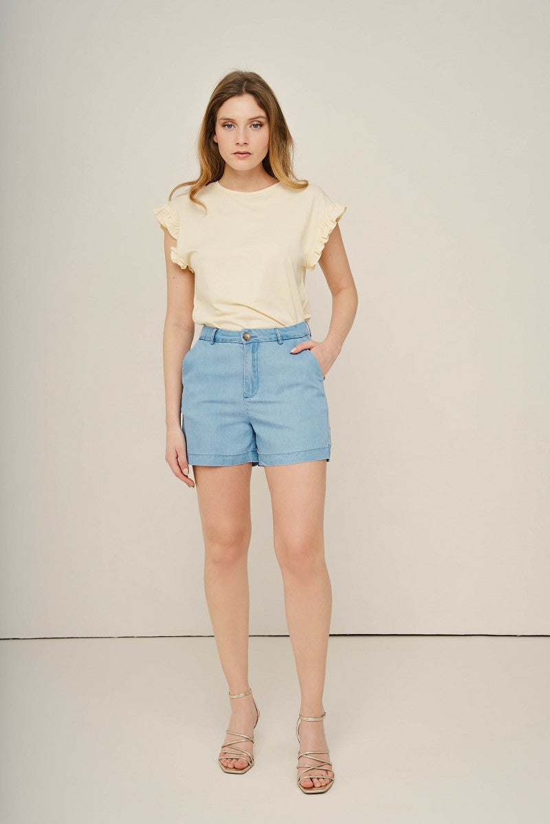 Lauren Light Denim Shorts - Blue