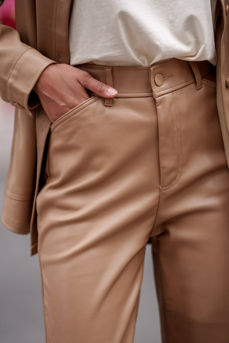 Pantalon Similicuir Anna - Beige