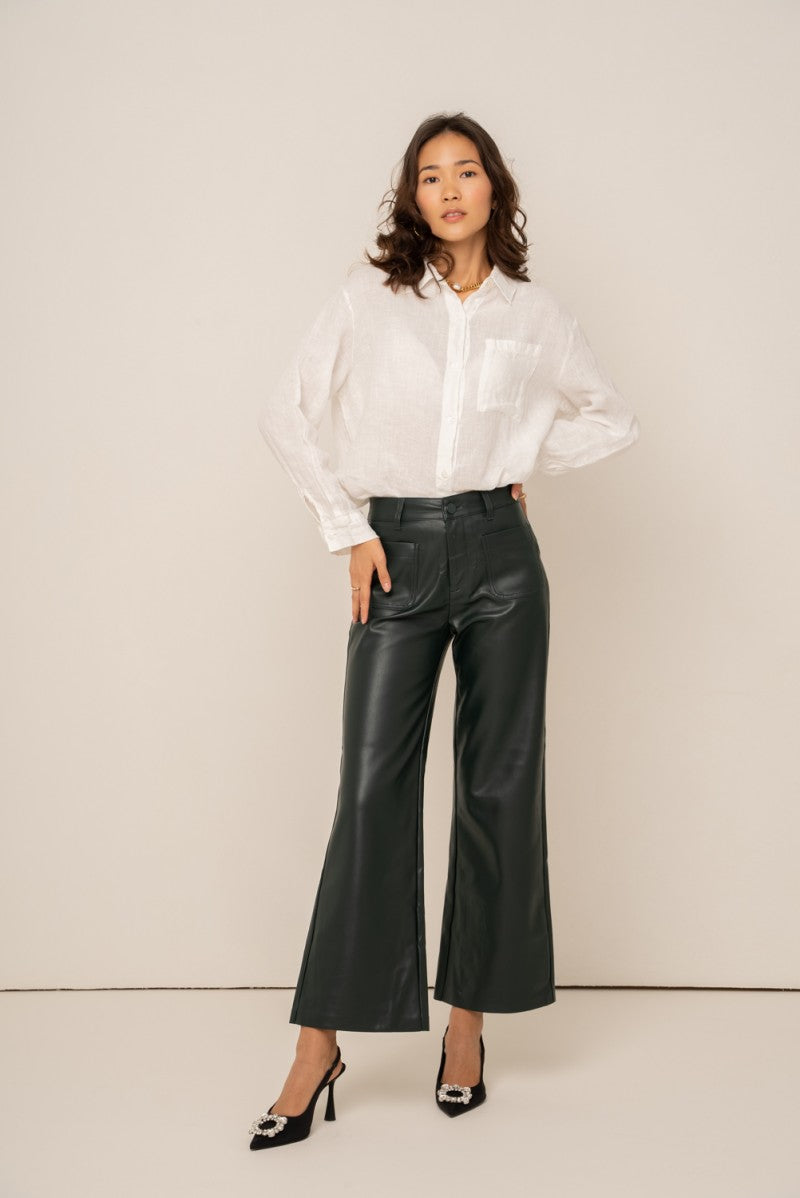 Wileme Wide Leatherette Pants - Black