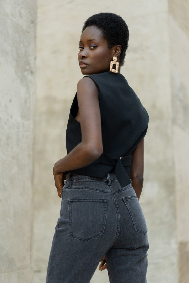 Masie Mom Fit Jeans - Dark Grey
