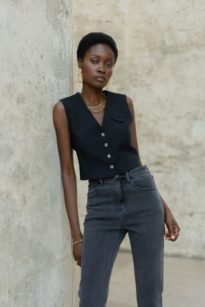 Masie Mom Fit Jeans - Dark Grey