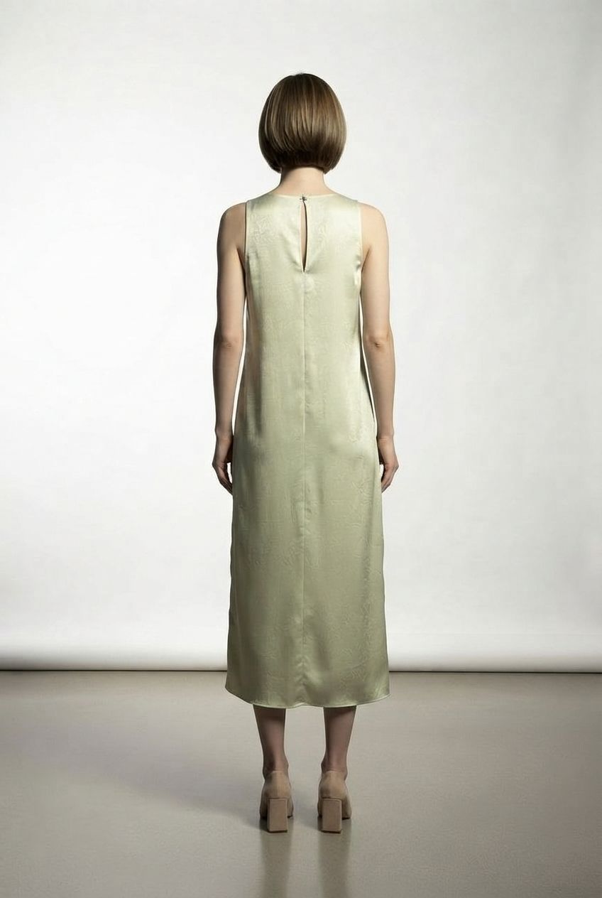 Jennifer Satin Dress - Lime Green