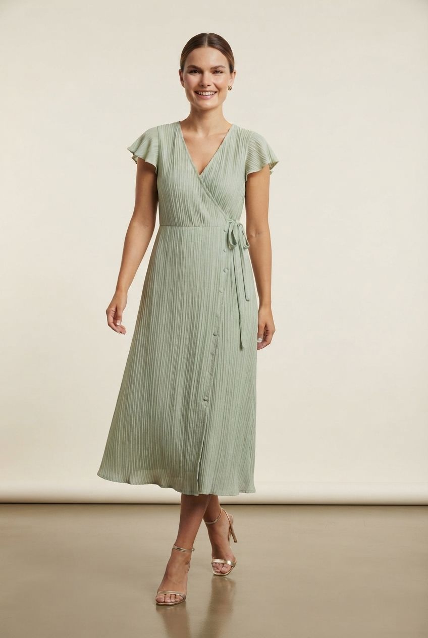 Dora Belted Wrap Dress - Green