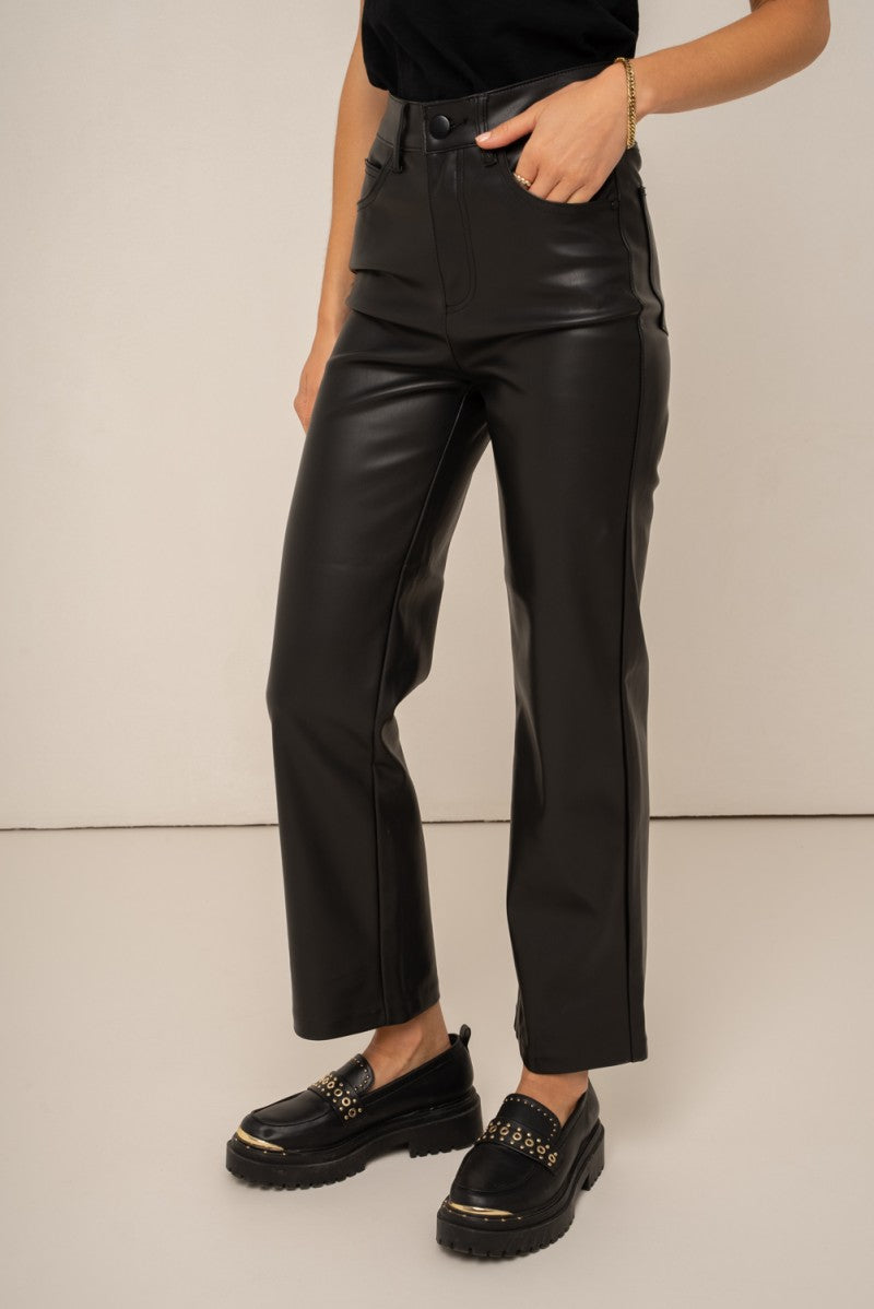 Solange straight leatherette pants - Black