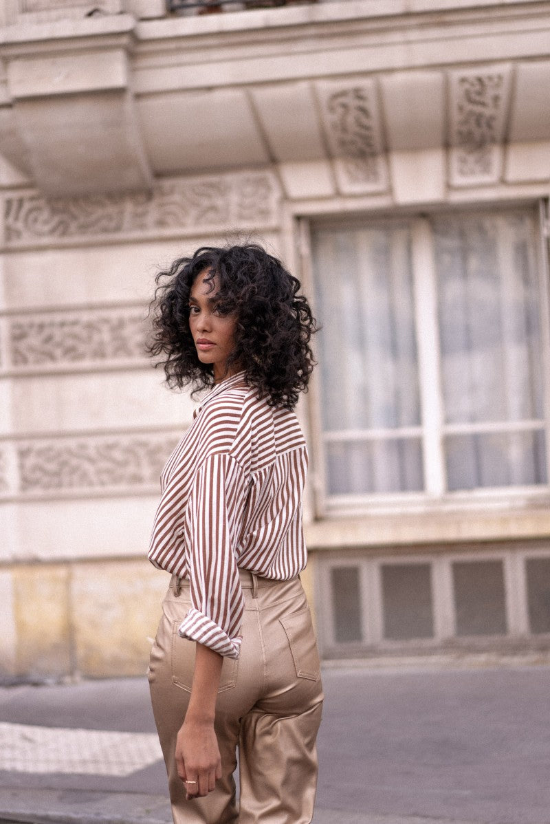 Solange Straight Leatherette Pants - Golden