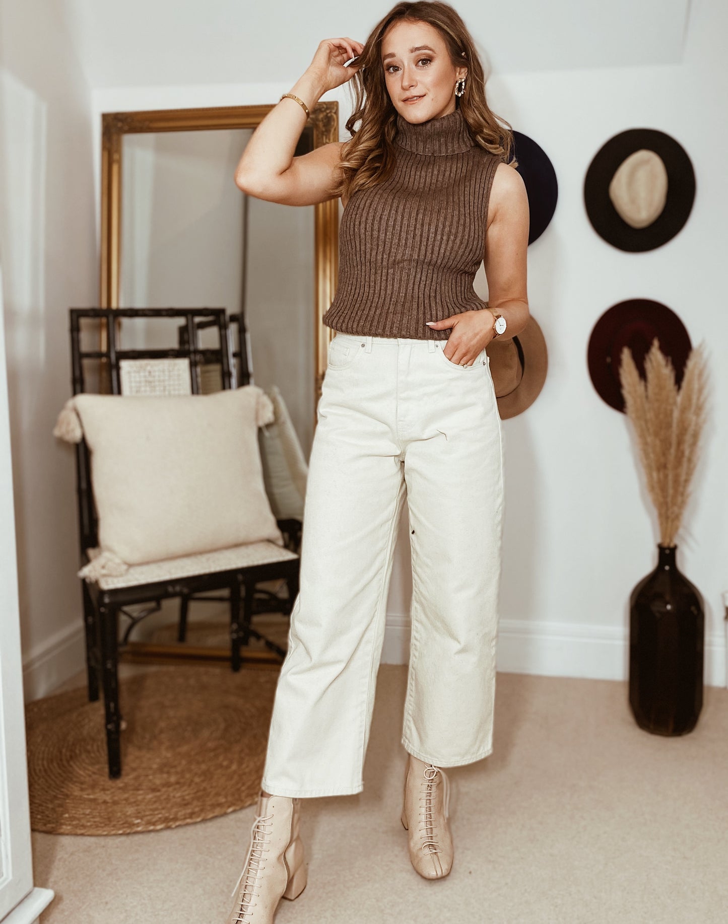 Lara Ribbed Top - Dark Brown