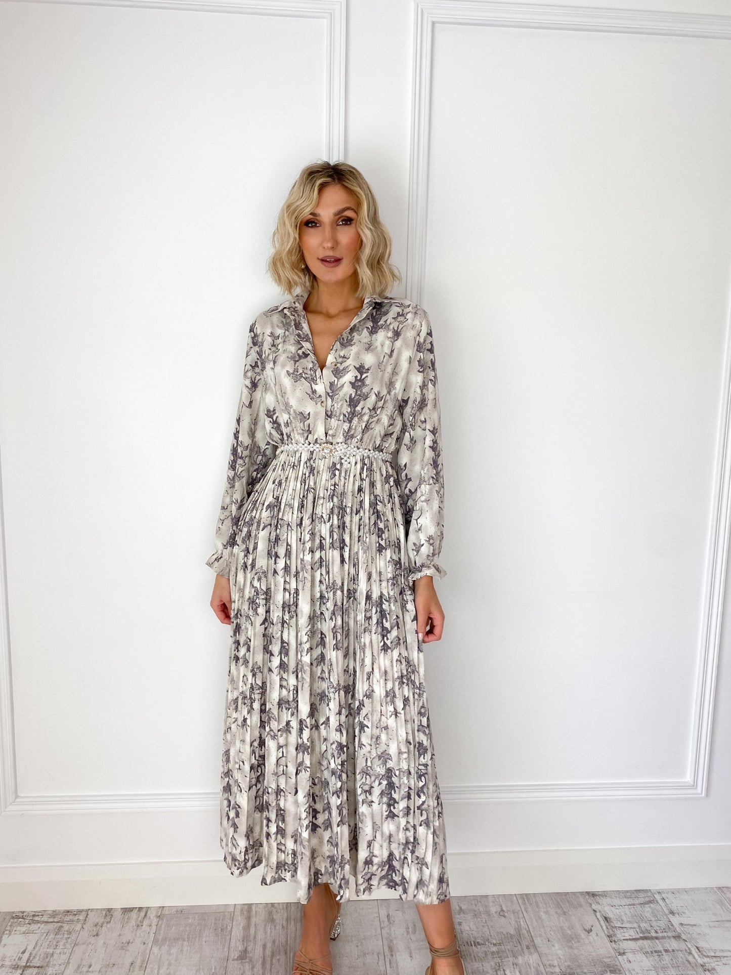 Sophia Printed Dress - Grey