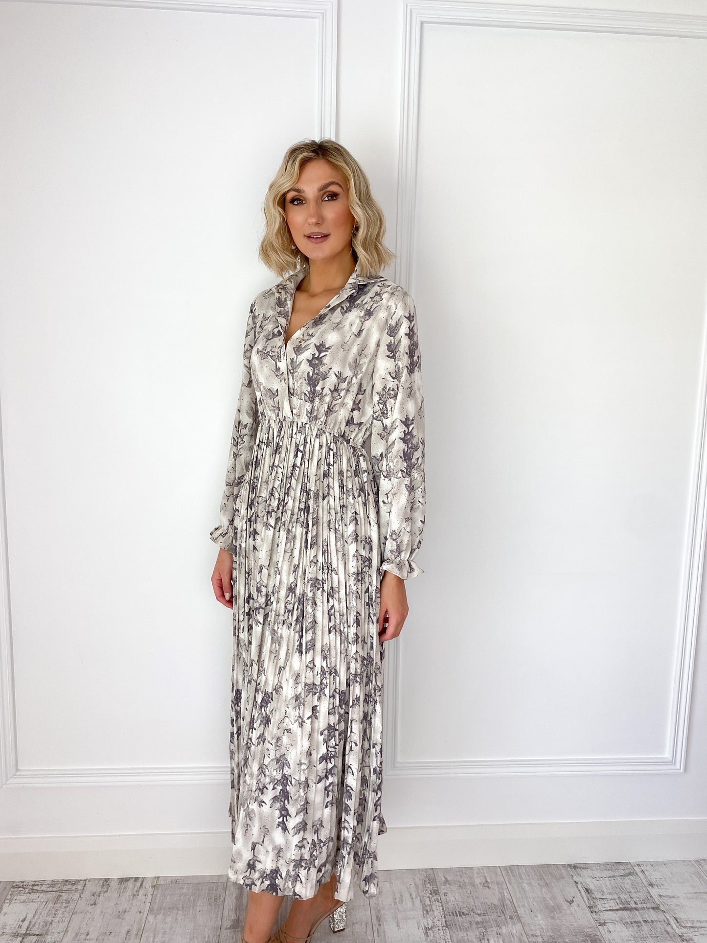 Sophia Printed Dress - Grey