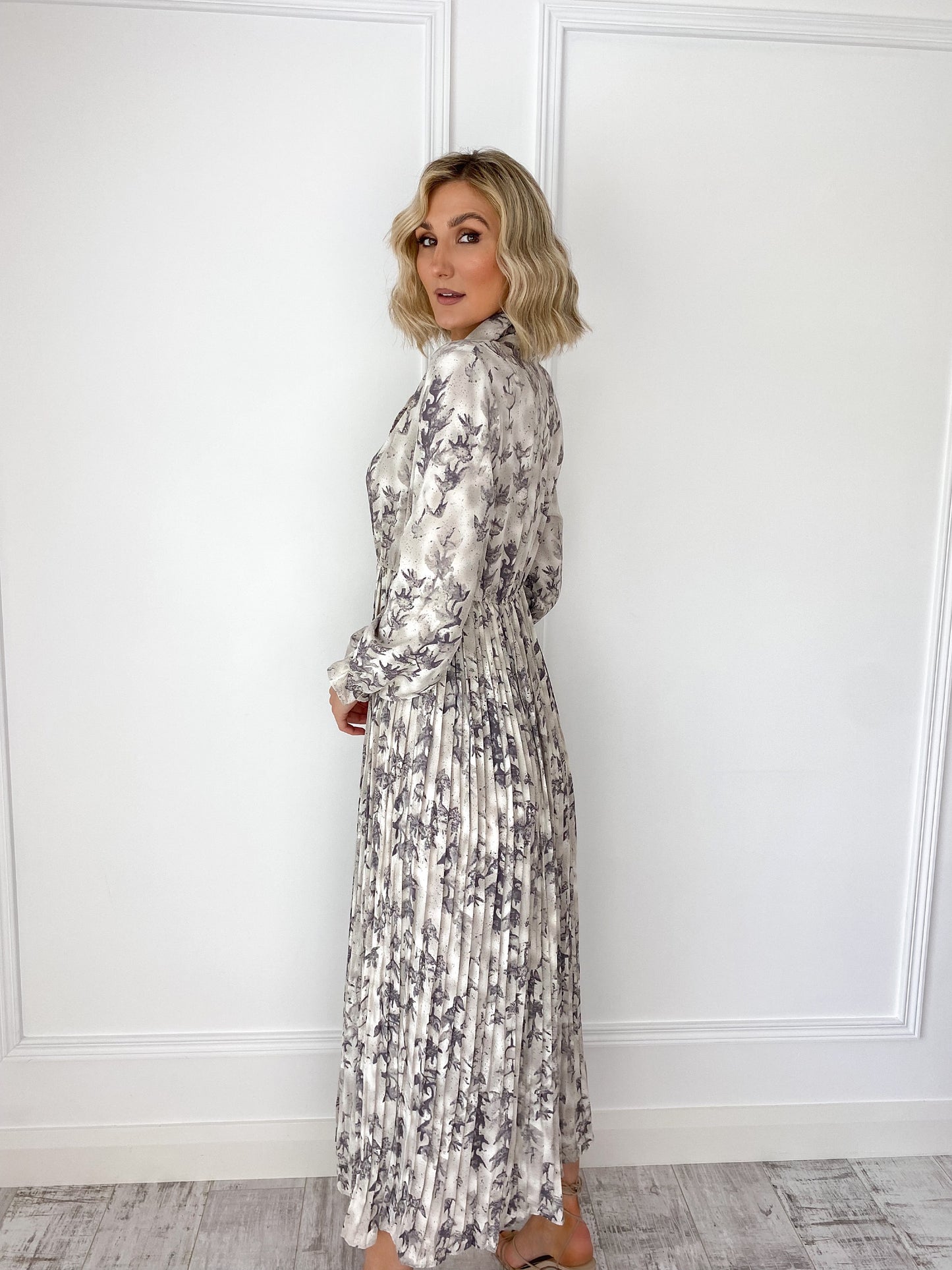 Sophia Printed Dress - Grey