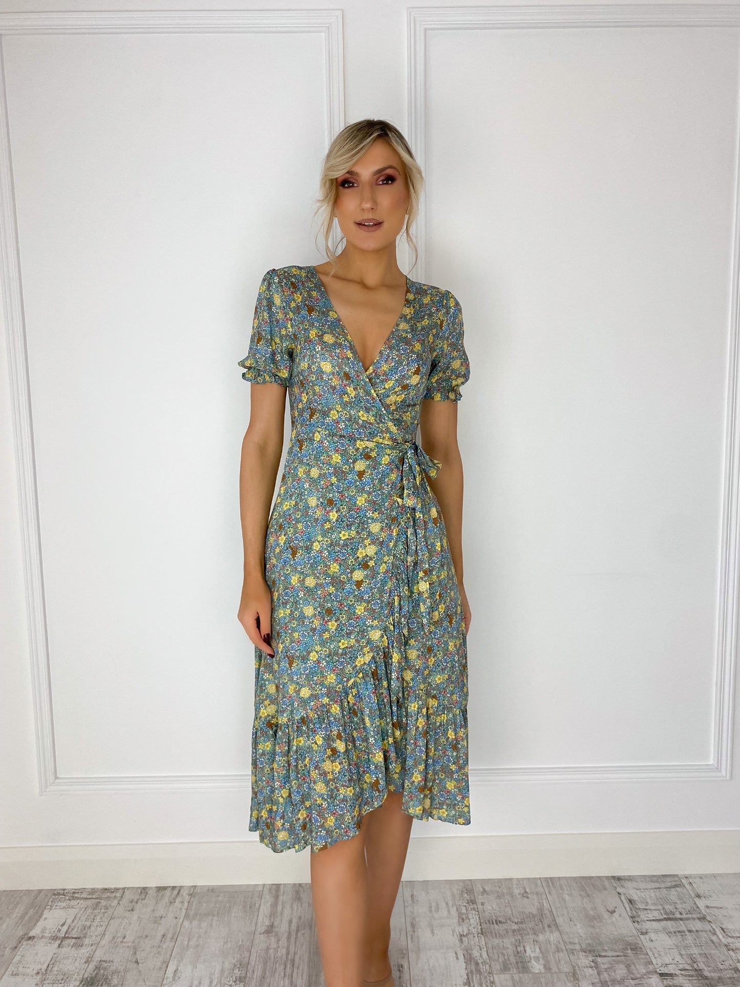 Rachel Floral Print Wrap Dress - Green
