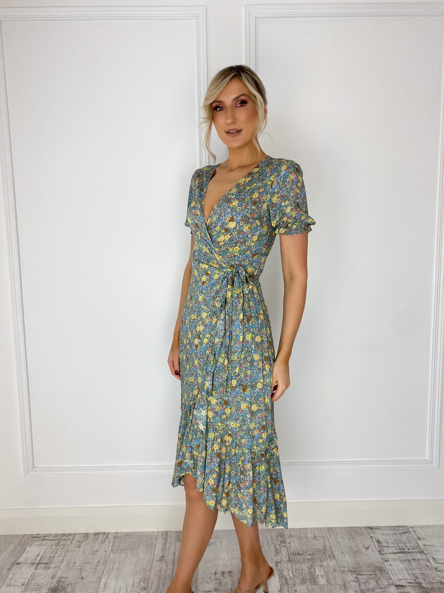 Rachel Floral Print Wrap Dress - Green