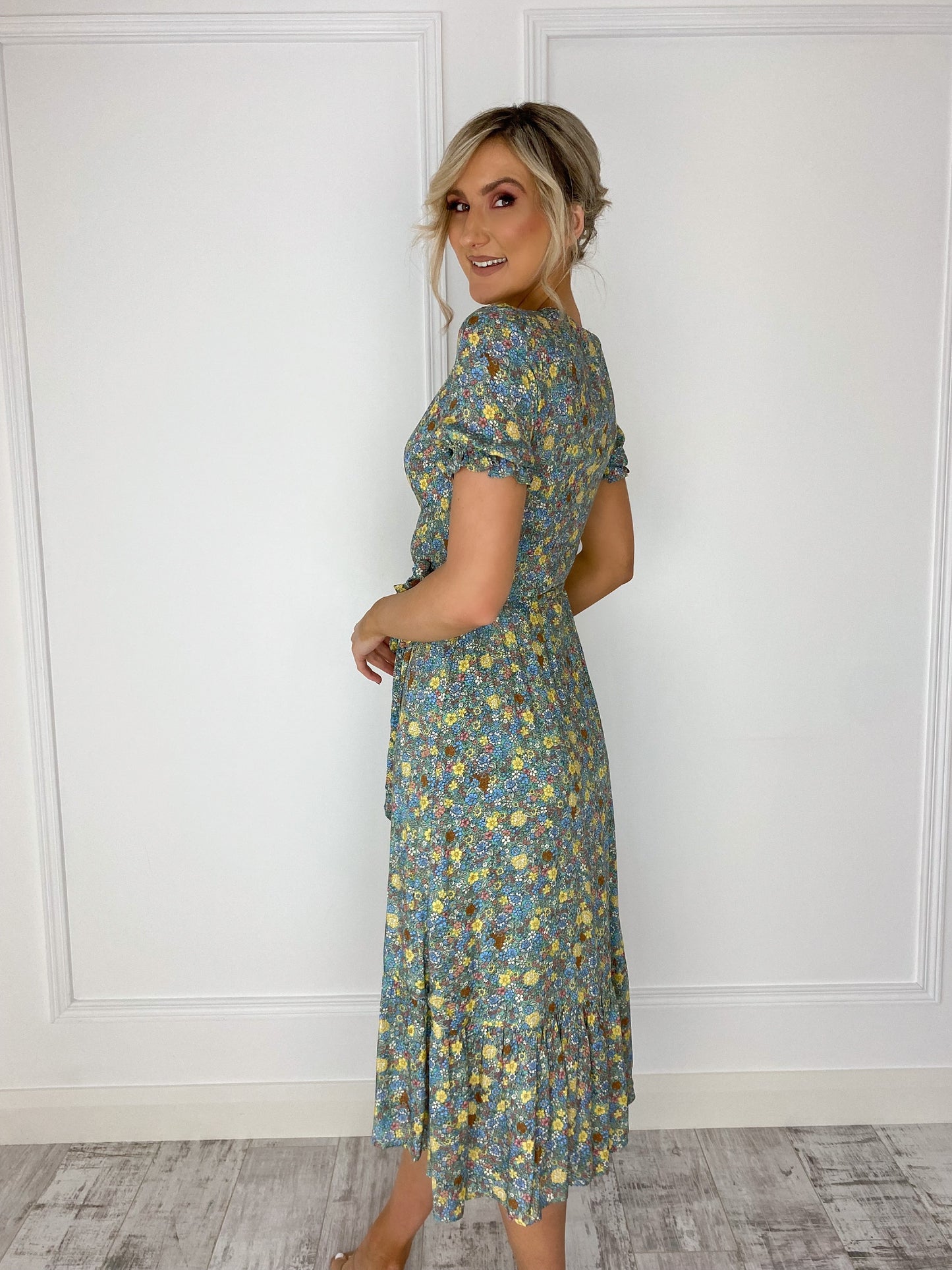 Rachel Floral Print Wrap Dress - Green