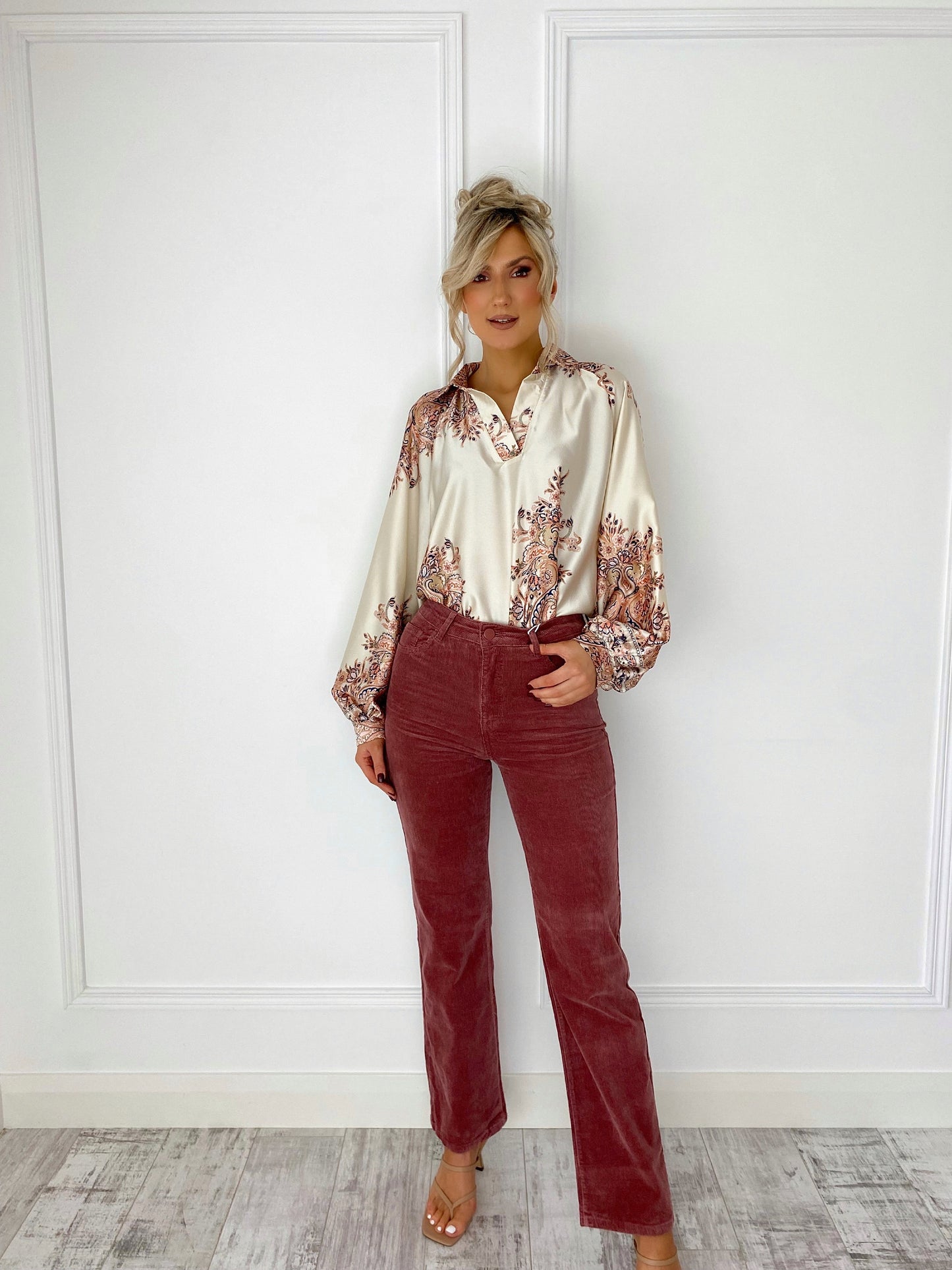 Monica Satin Blouse - Beige