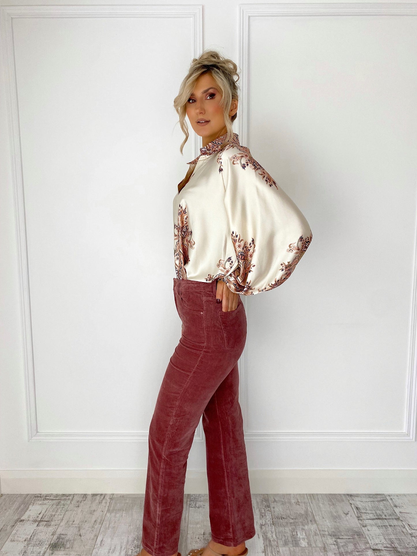 Monica Satin Blouse - Beige