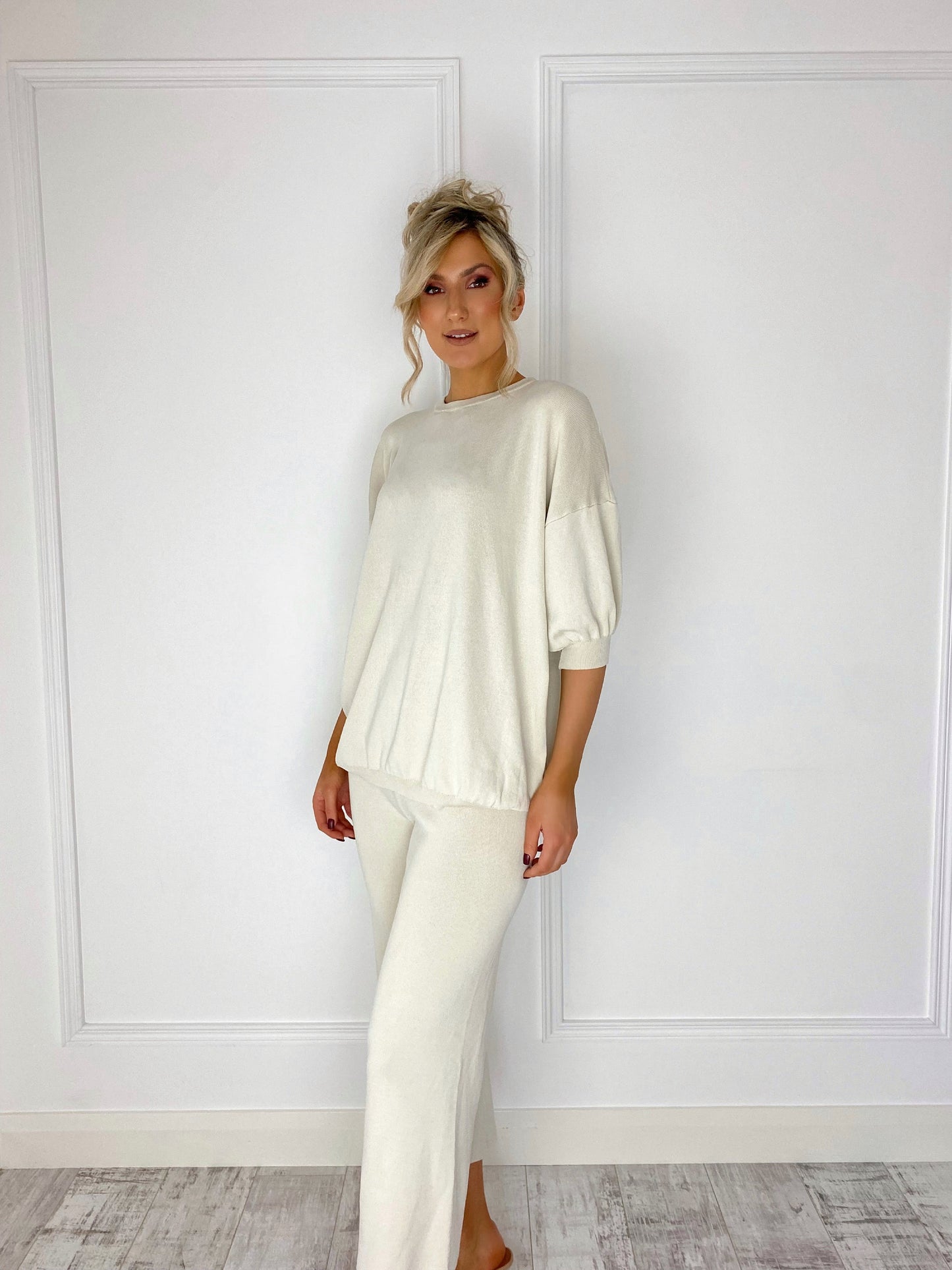 Leonora Beige Two Piece Co-ord Loungewear Set