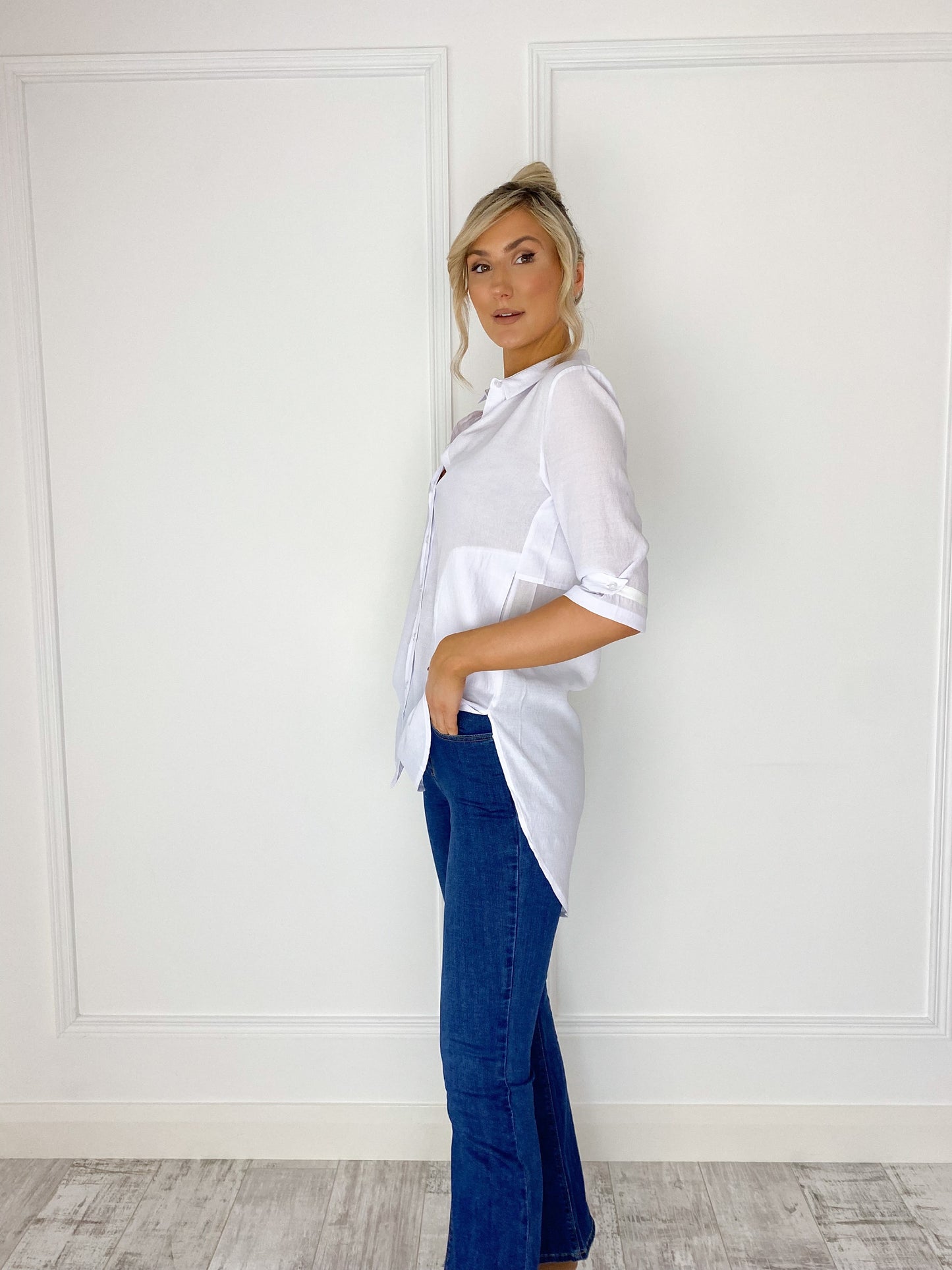 Emily Short Front Long Back Shirt - White