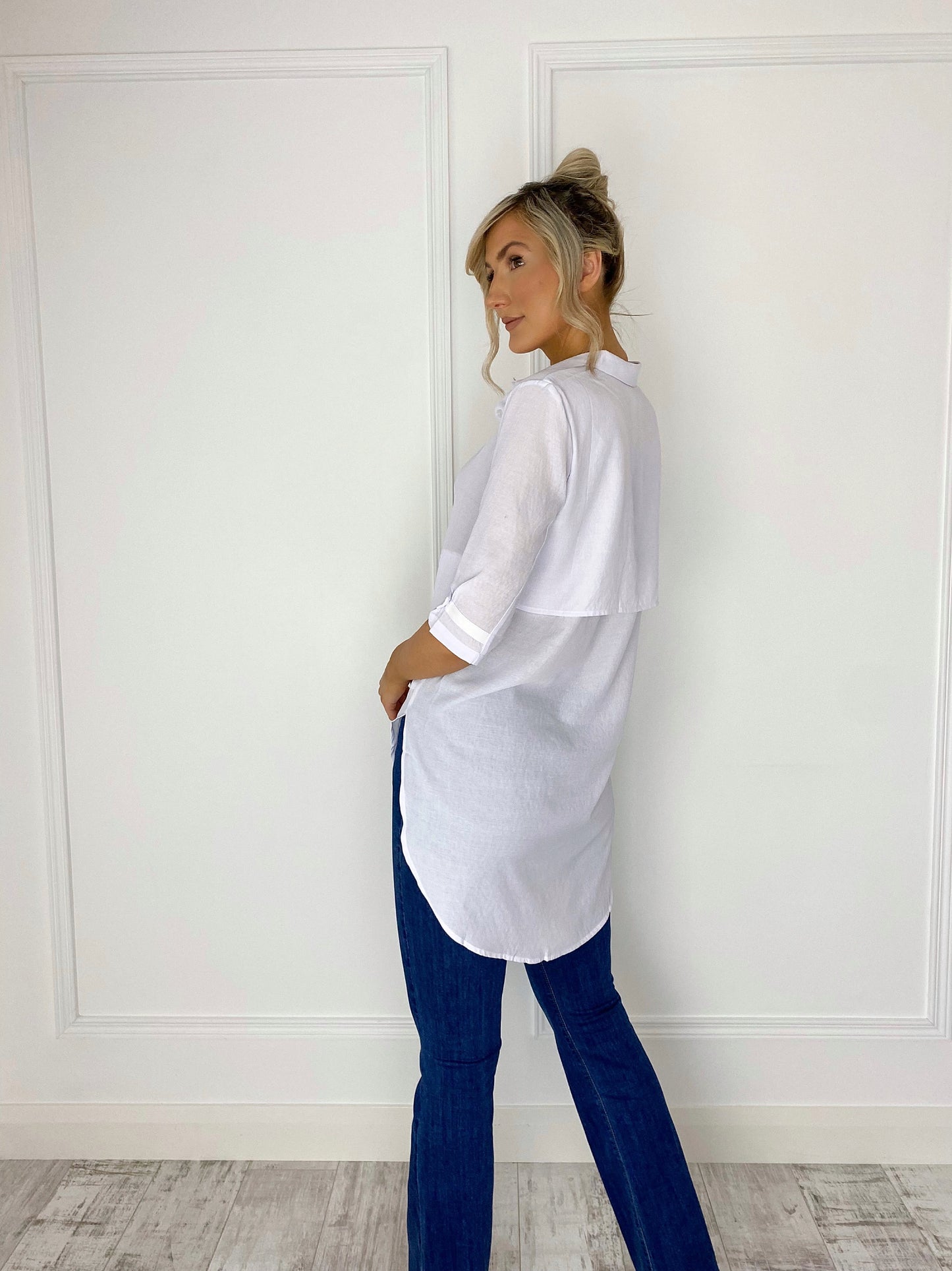 Emily Short Front Long Back Shirt - White