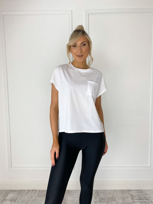 Talia T-shirt Front Pocket - White