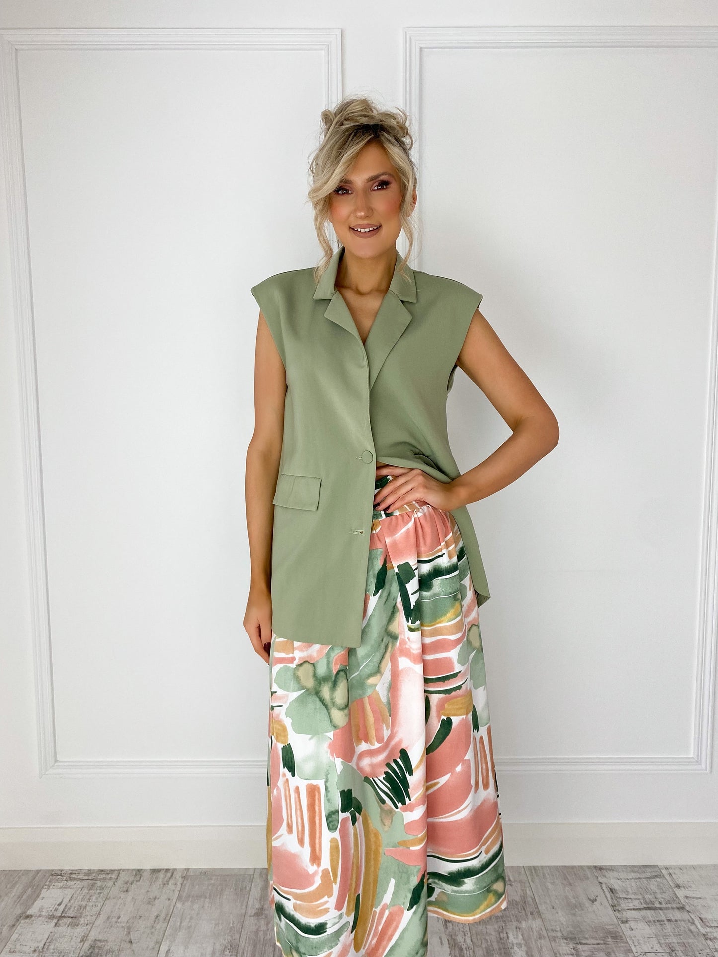 Sage Green Sleeveless Blazer