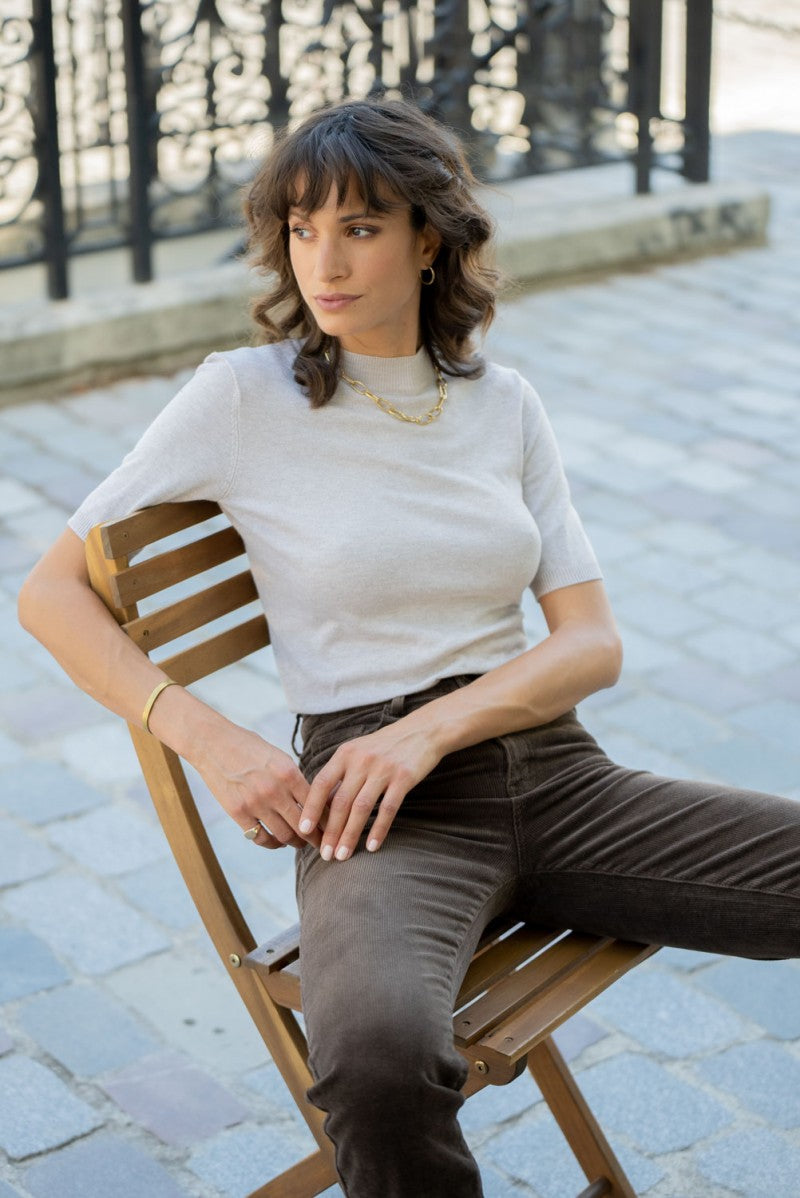 Solange Straight Velvet Pants - Choc