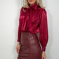 Aoife Bowknot Metallic Shirt - Red