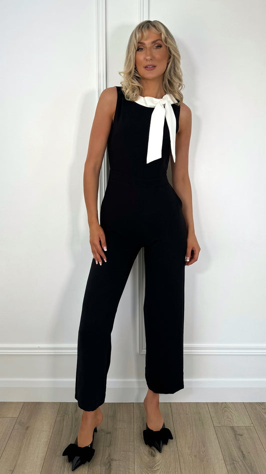 Julie white Bowknot Jumpsuit - Black