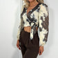 Sofia Printed wrap Blouse - Beige and Brown