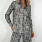 Riley Printed Shirt with Front Pockets - Black and White