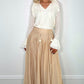 Claire Maxi Flared Skirt - Beige