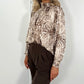 Orla Animal Print High Neck Blouse - Brown