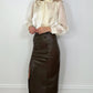 Amelie Maxi Faux Leather Skirt with Button Details - Choco Brown