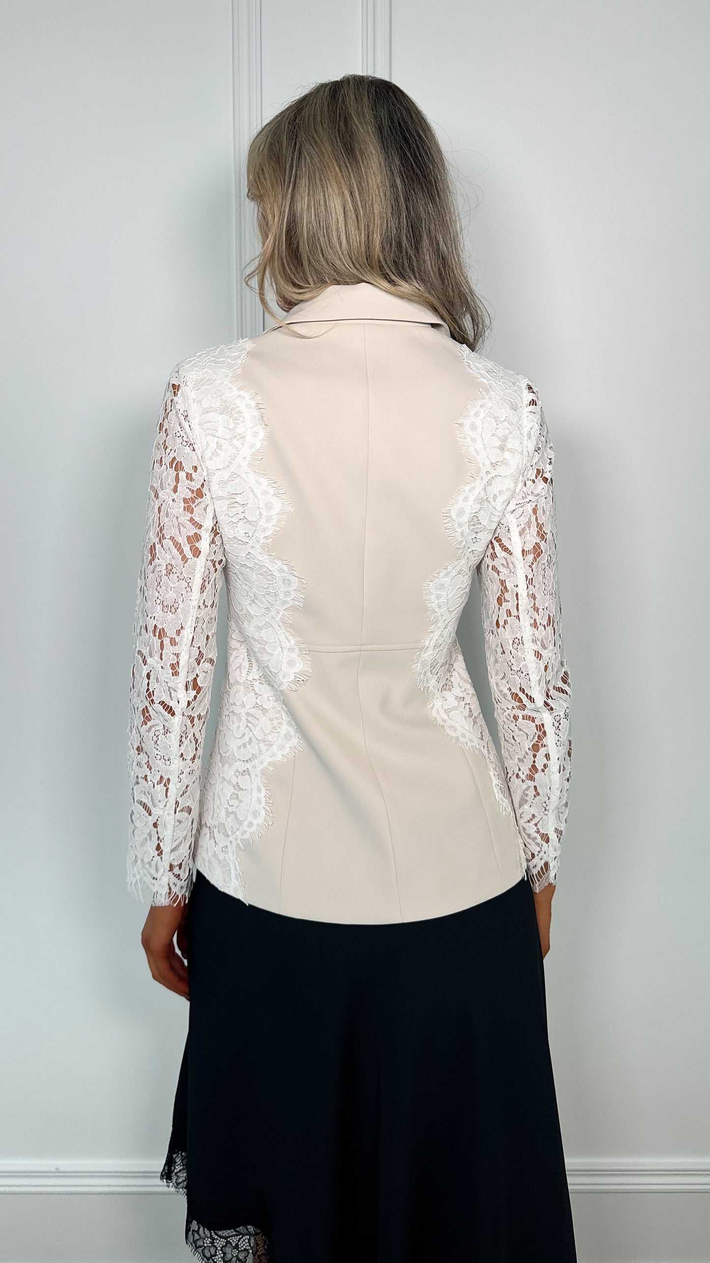 Orlagh Single Button Lace Blazer - Beige