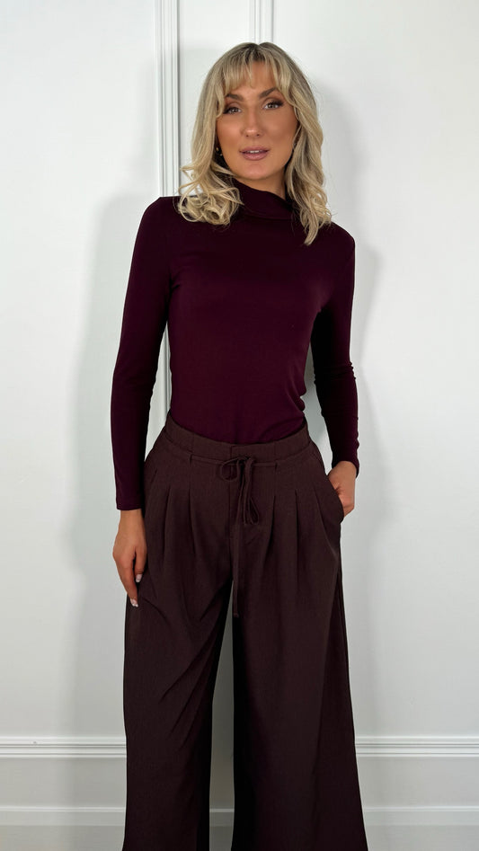 Zoe Polo Neck Top - Plum