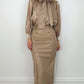 Amelie Maxi Faux Leather Skirt with Button Details - Taupe
