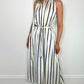 Siobhan Satin Striped Tent Dress - Navy and White