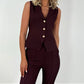 Ciara Button up Waistcoat - Plum